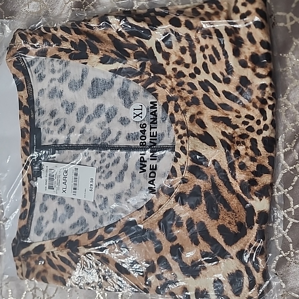 INC XL Cheetah Print Long Sleeve Top